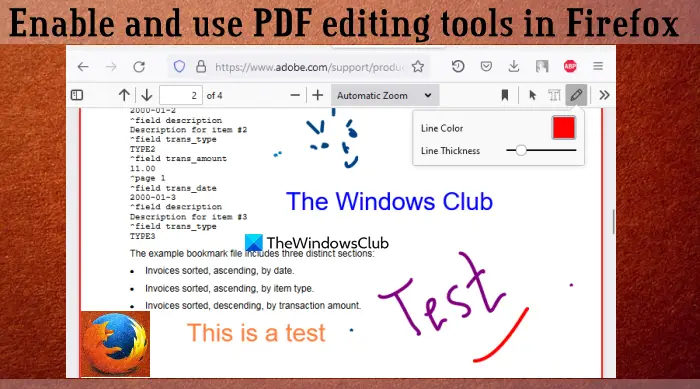 Enable and use PDF editing tools Firefox