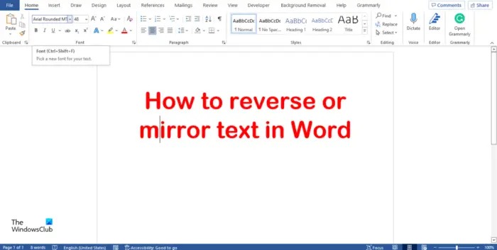 How to mirror text in Word