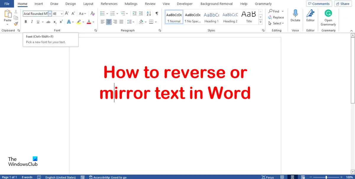 How to reverse or mirror text in Word