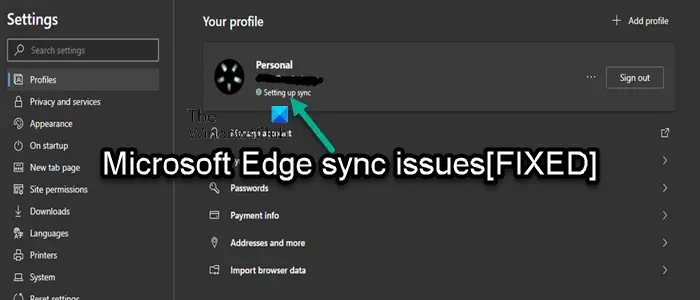 Fix Microsoft Edge sync issues