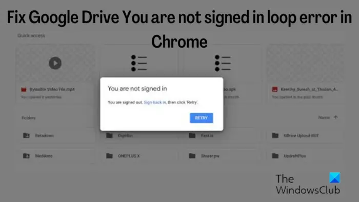 Google Drive You are not signed in loop error