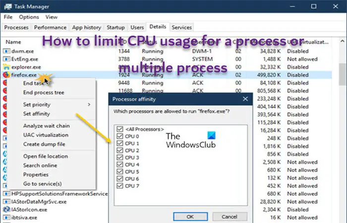 How to limit CPU usage for a process