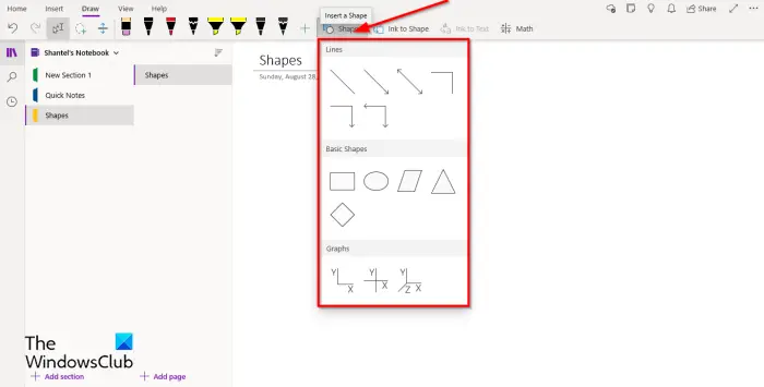 How to insert Shapes in OneNote - 91
