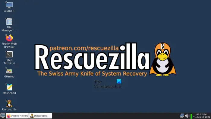 Launch RescueZilla on Windows