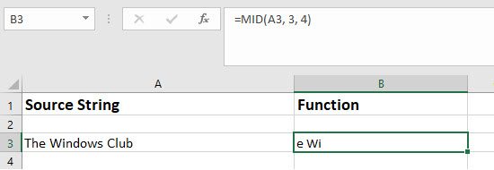 MID function in Excel