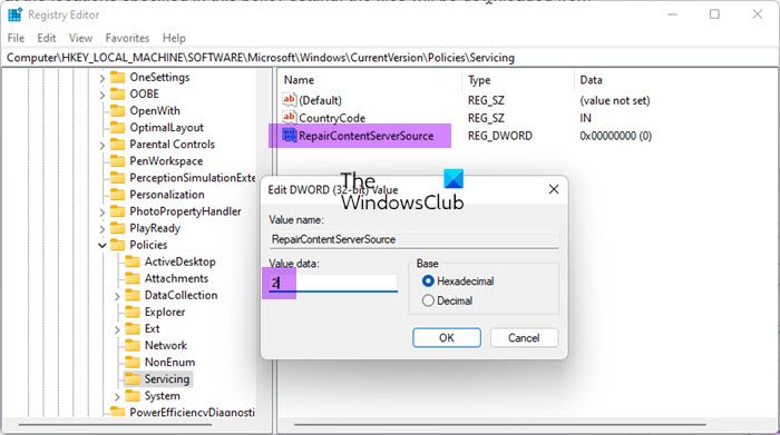 Make Windows repair corrupted components when pointed to WSUS