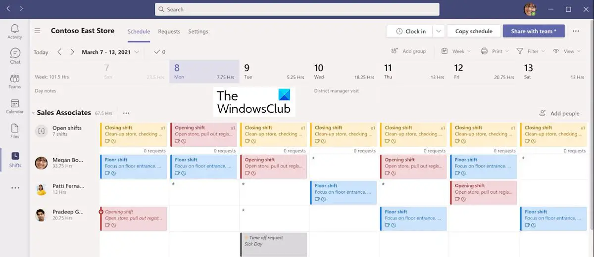 Shifts in Microsoft Teams