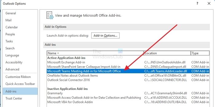 Microsoft Teams Outlook Add-in