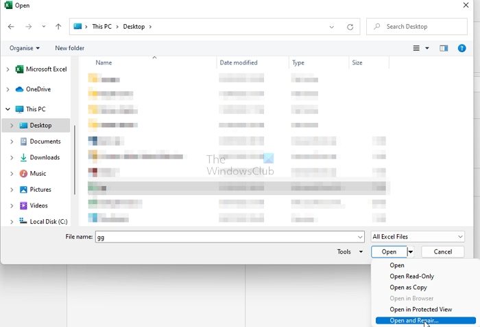 Открыть и восстановить файл Excel