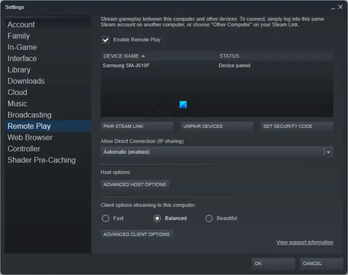 Pair your mobile device to PC using Steam Link