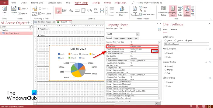 How to create a Pie Chart in Access