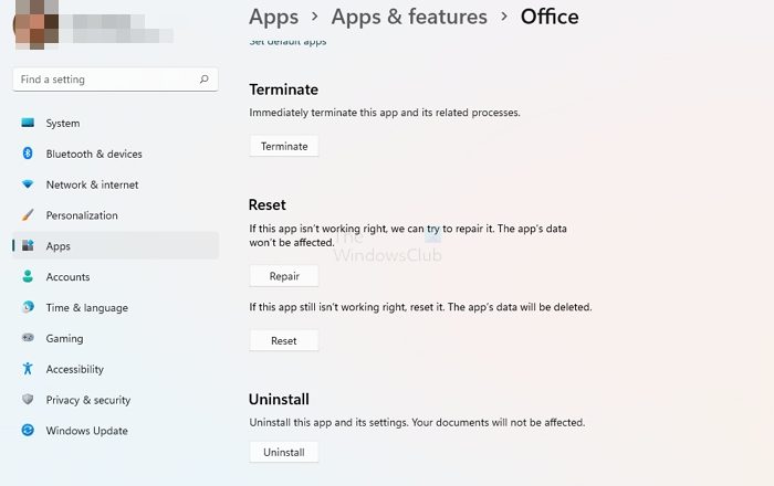 Repair Microsoft Office Windows