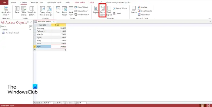 How to create a Pie Chart in Access - 77