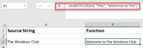 SUBSTITUTE function in Excel