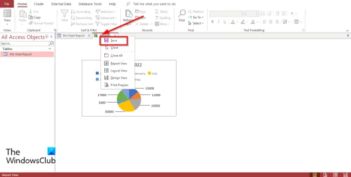 How to create a Pie Chart in Access - 65