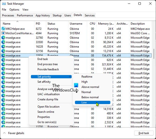 Set Process priority