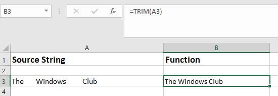 TRIM function in Excel