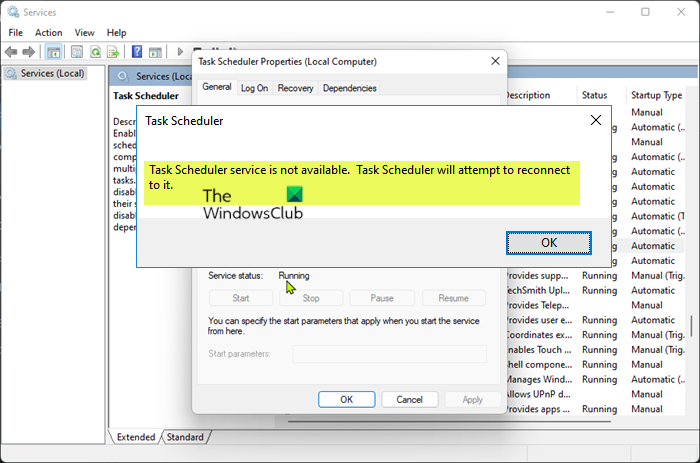 Task Scheduler service is not available