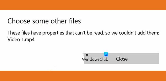 These files have properties that can't be read