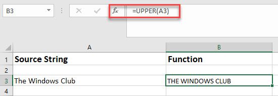 UPPER function in Excel