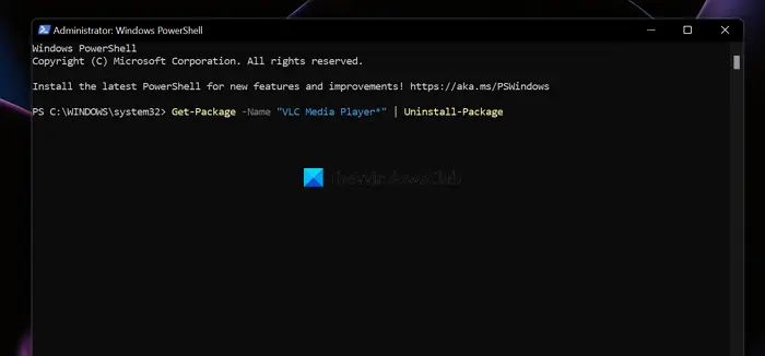 Uninstall VLC using PowerShell