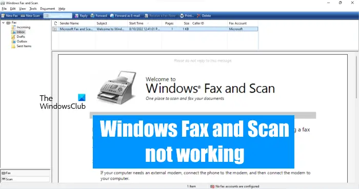 Факсы и сканирование Windows не работают в Windows