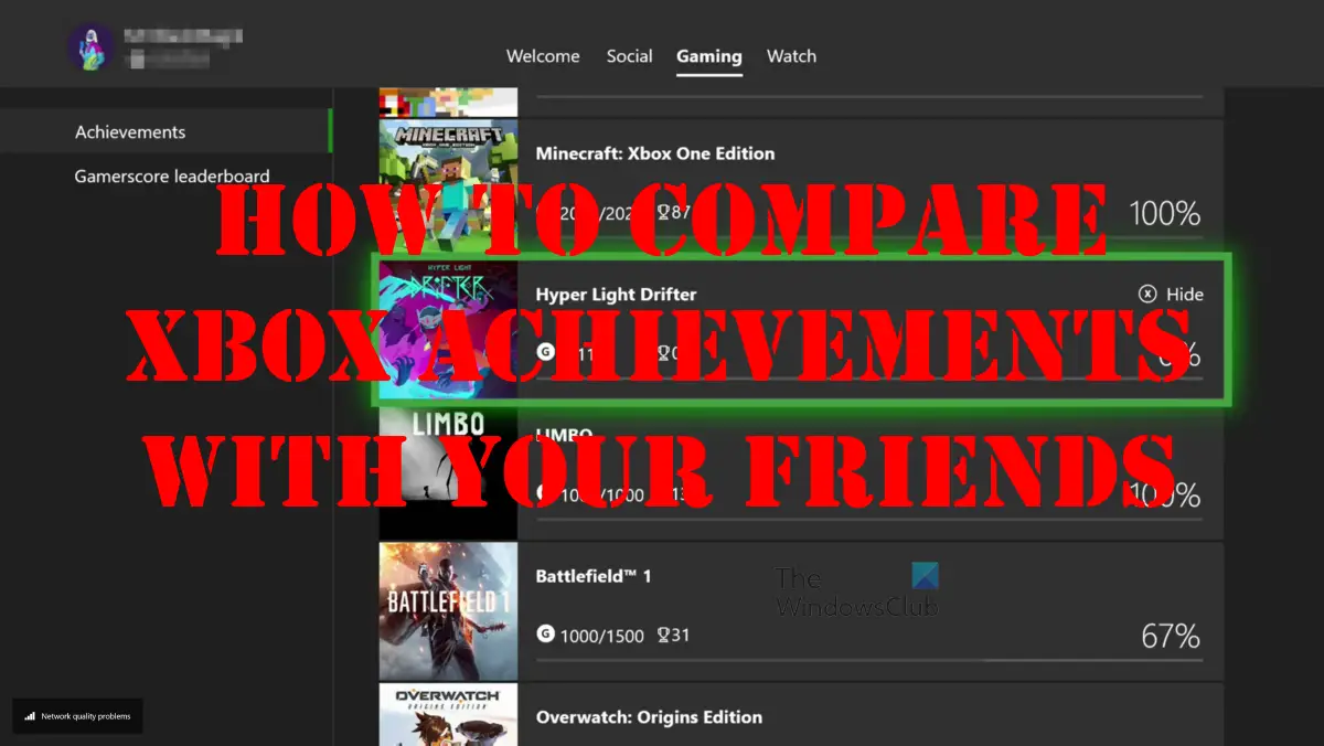 How to compare Xbox Achievements with friends