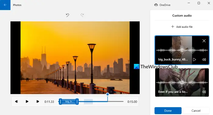 add custom audio to slideshow