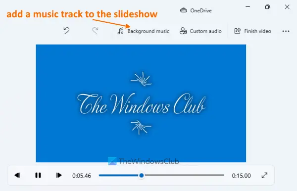 add music track to slideshow
