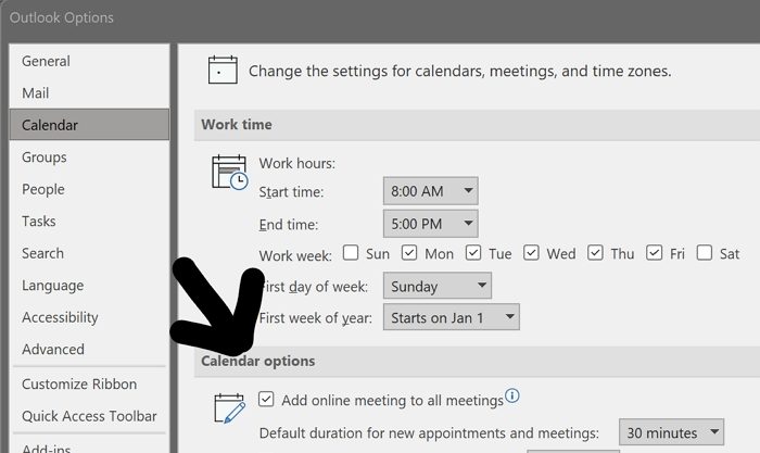 add online meeting to all meetings outlook calendar