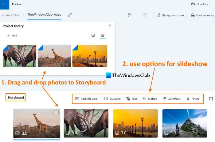 add photos to storyboard
