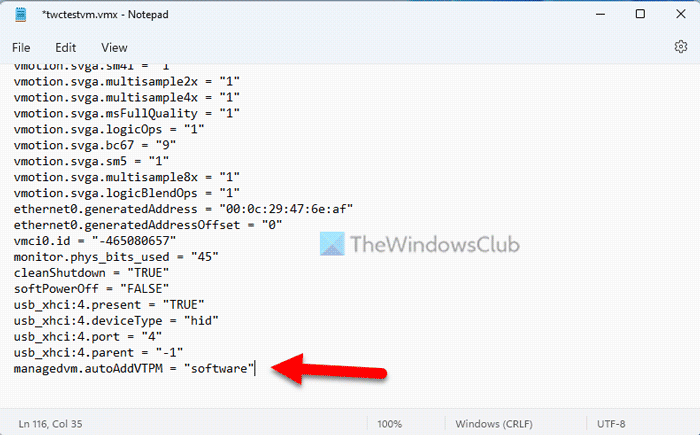 Add TPM to VMware Player Virtual Machine in Windows 11