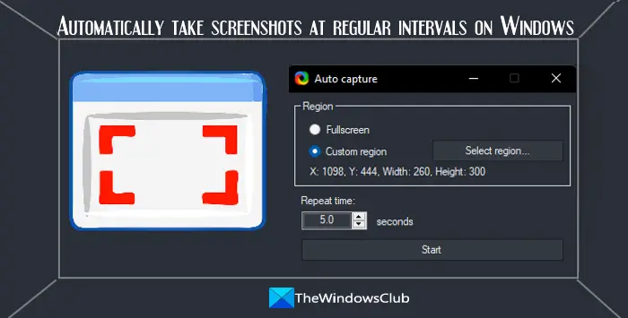 automatically take screenshots at regular intervals on windows