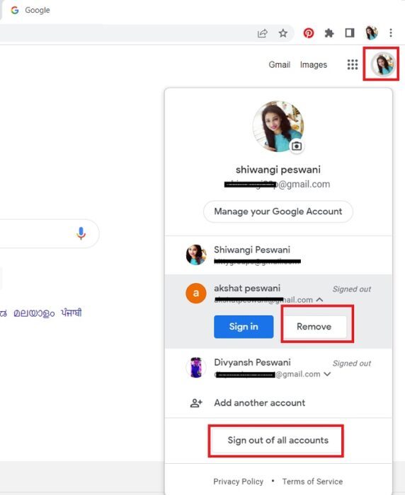 Google and YouTube History showing searches I didn’t do