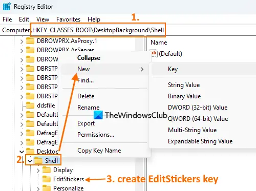 select the Shell registry key