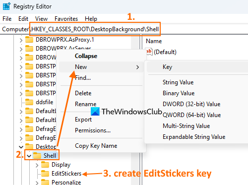 select the Shell registry key