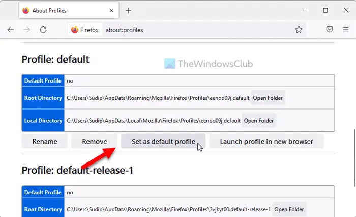 How to set or change default Firefox profile