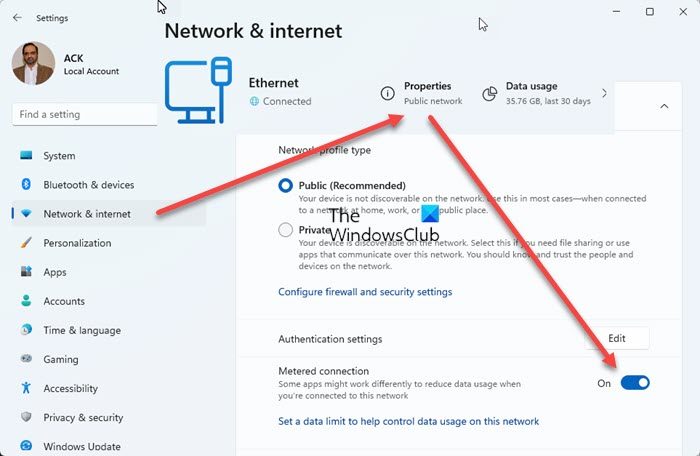 turn off metered connection in windows 11