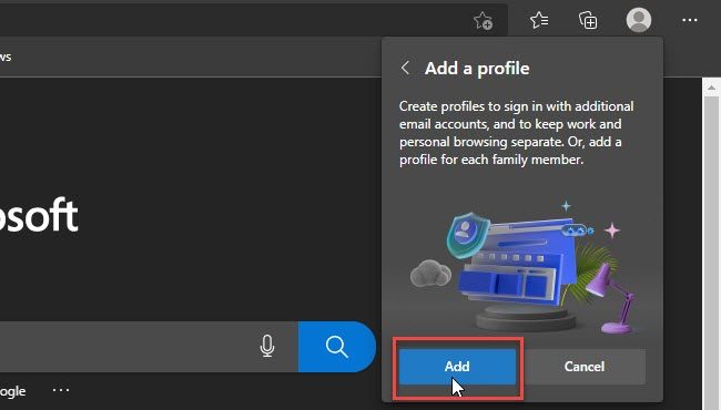 Adding a new profile in Edge