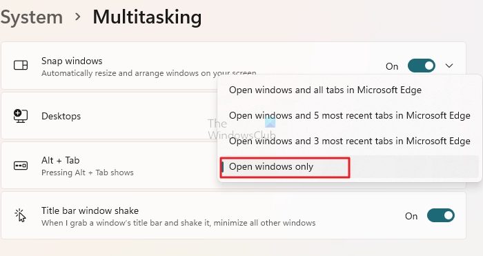 Alt Tab Open Windows Only