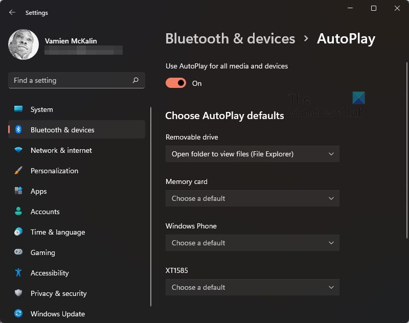 AutoPlay Windows 11