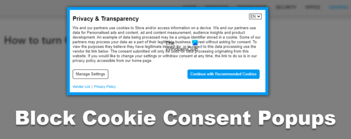 Block Cookie Consent Popups