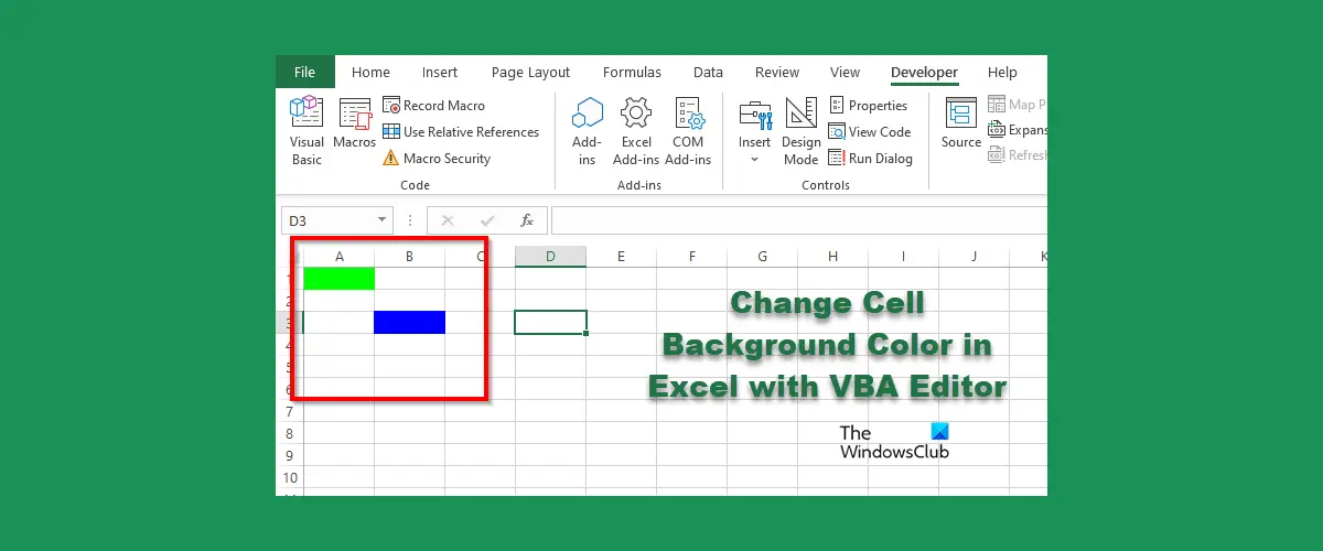 Change Cell Background Color in Excel with VBA Editor