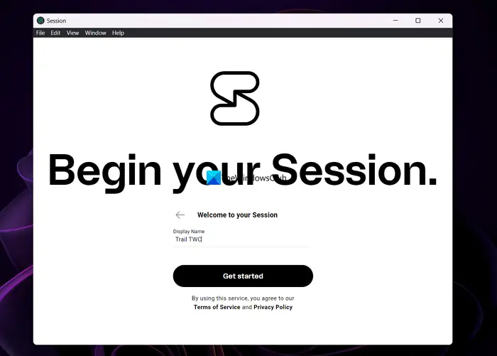 Enter Display name on Session