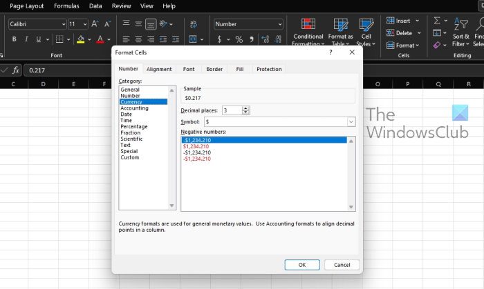 Excel Format Cells