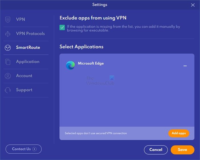 Exclude Apps from VPN