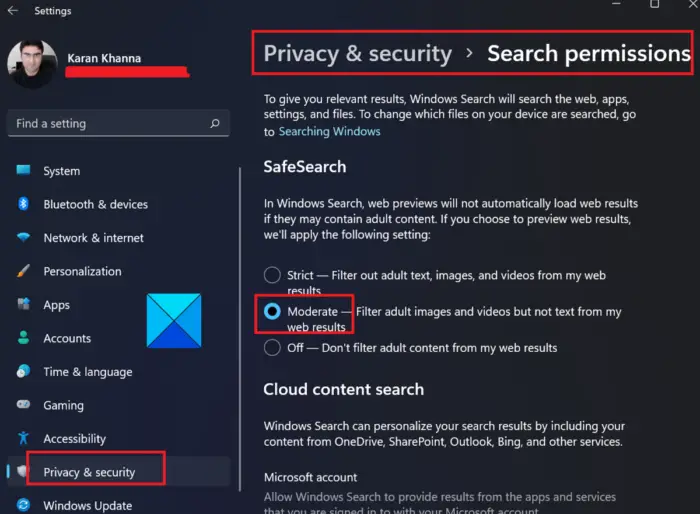 How to Disable or Enable SafeSearch setting or filter in Windows