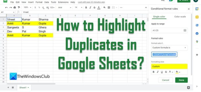 How to Highlight Duplicates in Google Sheets