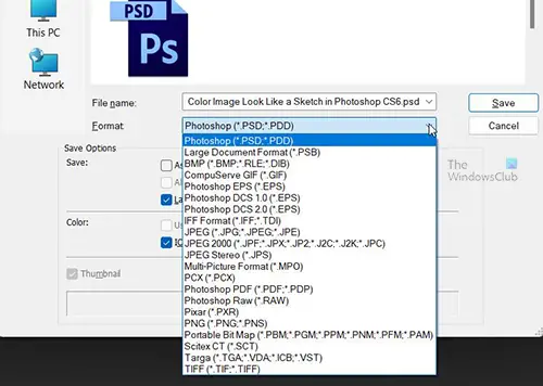  How-to-Make-a-Color-Image-Look-Like-a-Sketch-in-Photoshop-CS6-Save-Dialogue-Box