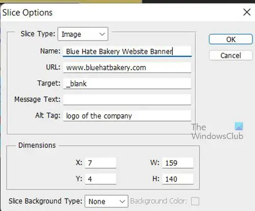  How-to-add-a-hyperlink-to-a-JPEG-image-in-Photoshop-Slice-Options-Dialogue-filled-out